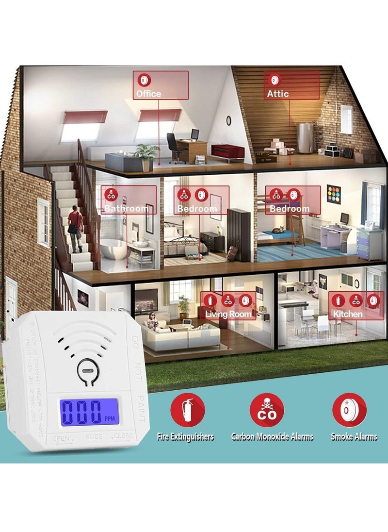 KASTWAVE - Carbon Monoxide Detector, CO Gas Monitor Alarm Detector CO Sensor with LED Digital Display and Sound Warning for Home, Depot, Battery Powered - Image 1