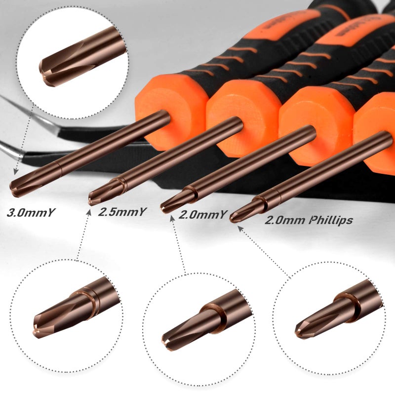 TECKMAN Triwing Screwdriver Set, TECKMAN 4 in 1 Tripoint Screwdriers Repair Kit with 2.0 2.5 3.0 Triwing and Ph00 Phillips Screwdrivers for Nintendo Wii/Gameboy Advance/Gamecube/Switch/Joycon/DS/3DS/NDS/DSi - Image 2