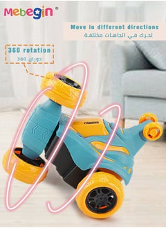 MEBEGIN Cool Remote Control Car, Dazzling Stunt Car with Light and Music, Toy Car that Can Rotate 360 Degrees and Run 90 Degrees, Easy to Handle with Smooth Buttons Controls, Perfect Gift for Kids, 14*13.5*13.5cm  - Image 4