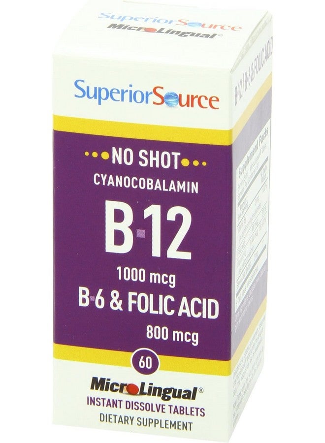 Superior Source No Shot Vitamin B-12 Cyanocobalamin 1000 mcg, B-6, Folic Acid 800 mcg - Support Brain & Heart Health - Aids Natural Energy Levels - 60 Sublingual Dissolving Tablets - Image 5