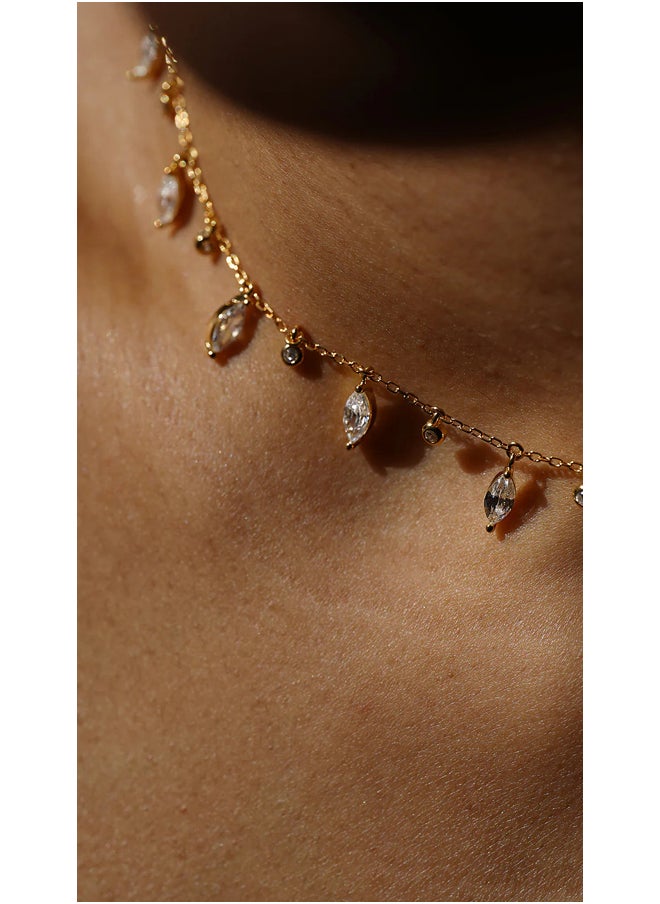 Artsy Silver - Marquise And Round Stones Adjustable Necklace - Image 1