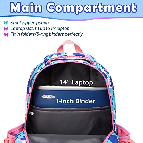 BLUEFAIRY Kids Backpack for Girls School Backpack for Elementary Primary School Book Bags Bookbags Back to School Gifts for Childs Mochila Para Niñas 17 Inch Aged 8-10 Camo Pink - Image 4