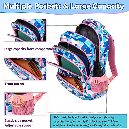 BLUEFAIRY Kids Backpack for Girls School Backpack for Elementary Primary School Book Bags Bookbags Back to School Gifts for Childs Mochila Para Niñas 17 Inch Aged 8-10 Camo Pink - Image 2