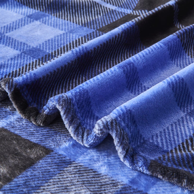 SOCHOW Flannel Fleece Throw Blanket 50 x 60 Inches, All Season Plaid Blue Blanket for Bed, Couch, Car - Image 4