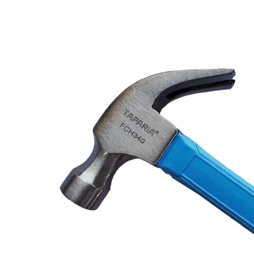 Taparia FCH 340 Claw Hammer with Fiberglass Handle (340g)-Shock-Absorbing Ergonomic Design for Carpentry & Repairs-340gms Curved Claw Steel Head for Nail Driving & Removal - Image 2