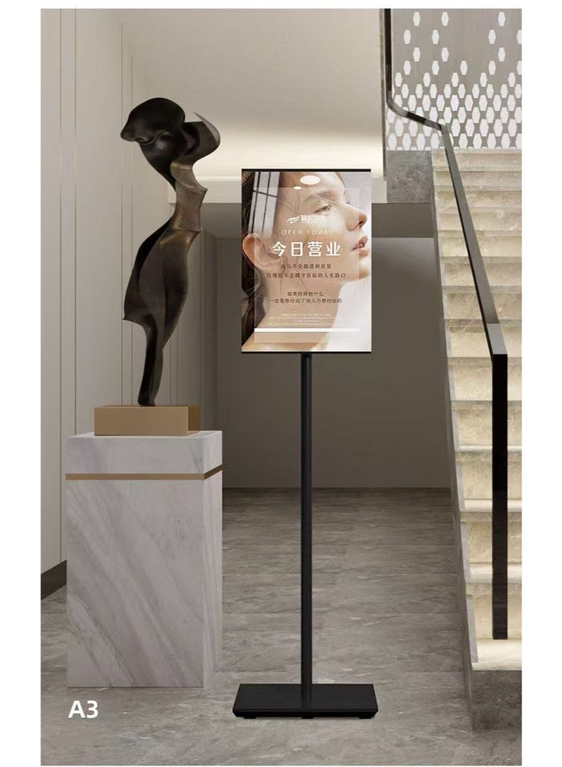 Aikanbo A4 Sign Stand Adjustable Poster Aluminum Snap Frame Menu Replaceable Advertising Rack Floor Display Stands with Safety Corner and Stable Round Base (Gold，1Pack) - Image 5