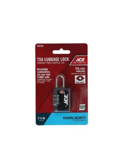 ACE 3-Dial Combination Zinc TSA Luggage Lock Black and Silver 1-5/8 x 1-1/8 x 1/2 Inch 385-25100 