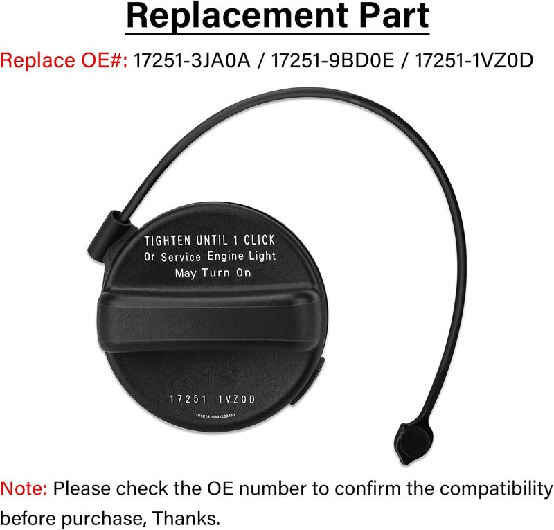 TESHITVLOG Gas Cap, Fuel Cap Fit for Nissan 2011-2020 Frontier 2012-2020 Versa 2013-2018 Altima 2013-2020 Pathfinder 2015-2020 Murano, Infiniti 2013 JX35 2014-2020 QX60, Replaces 17251-3JA0A, 17251-9BD0E Trendy versatile build - Image 5