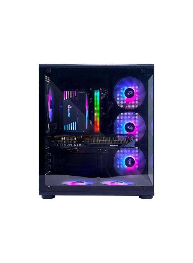 Gaming – Intel Core i5-14400F, RTX 5060 8GB Triple-Fan, 32GB DDR5, 1TB NVMe SSD 3300MB/s, 600W PSU, ARGB Case with 6 ARGB Fans and Remote Control, Windows 11 Pro Black