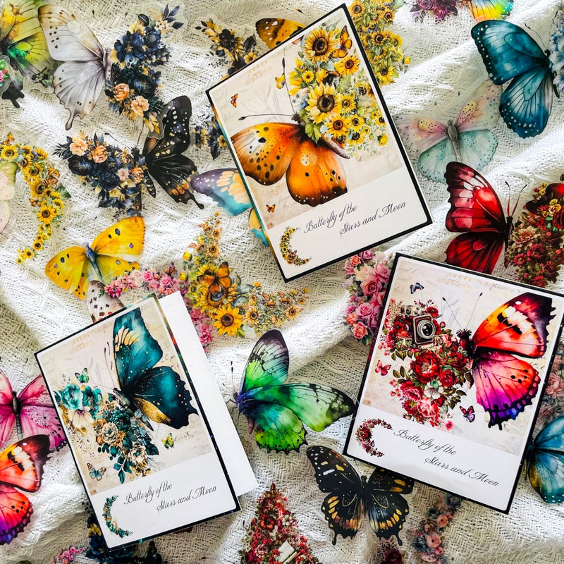 YOKSAS 240Pcs Fantasy Butterfly Flowers Moon Stickers - Transparent Waterproof Nature Aesthetic Stickers for Junk Journals,Scrapbooking,Resin Crafts,Planners - Image 2
