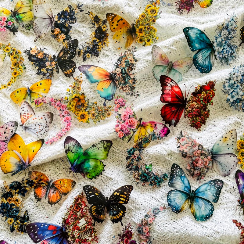 YOKSAS 240Pcs Fantasy Butterfly Flowers Moon Stickers - Transparent Waterproof Nature Aesthetic Stickers for Junk Journals,Scrapbooking,Resin Crafts,Planners - Image 5