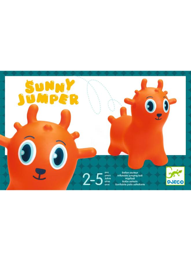 Djeco Sunny Jumper Space Hopper for Kids, Ride-on Toy with 4 Ergonomic Handles, Reinforced PVC Body, Adjustable Inflation with Pump Included, Improves Balance and Coordination Play - Image 2