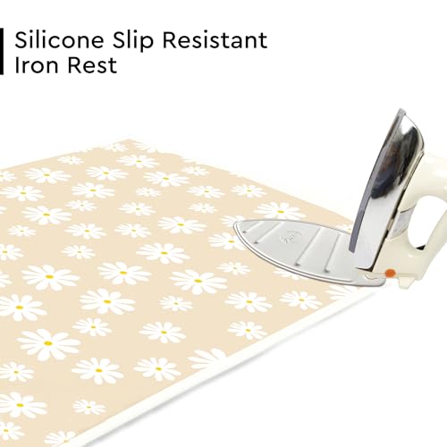 Encasa XO Ironing Mat/Pad (Large 48"x28") with 3mm Padding & Silicone Iron Rest for Steam Pressing on Tabletop or Bed - Heat Resistant, Portable, Quilting & Travel Blanket - Daisy Beige - Image 2