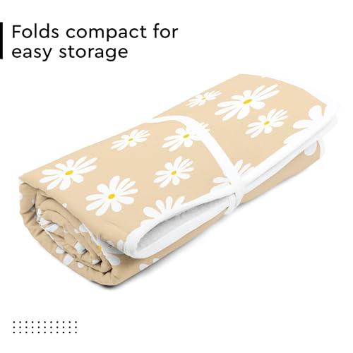 Encasa XO Ironing Mat/Pad (Large 48"x28") with 3mm Padding & Silicone Iron Rest for Steam Pressing on Tabletop or Bed - Heat Resistant, Portable, Quilting & Travel Blanket - Daisy Beige - Image 3