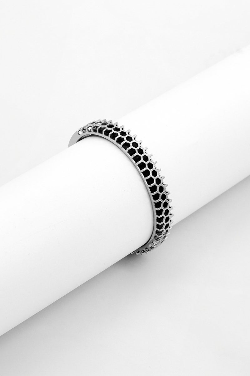 McLaren Men Stainless Steel Cuff Bracelet, Silver  - Image 1