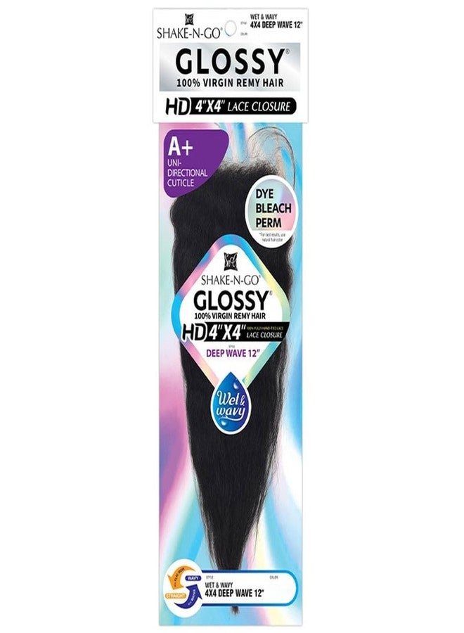 SHAKE-N-GO Glossy 4"x4" Wet & Wavy Deep Wave 12" Lace Closure (NATURAL) - Image 3