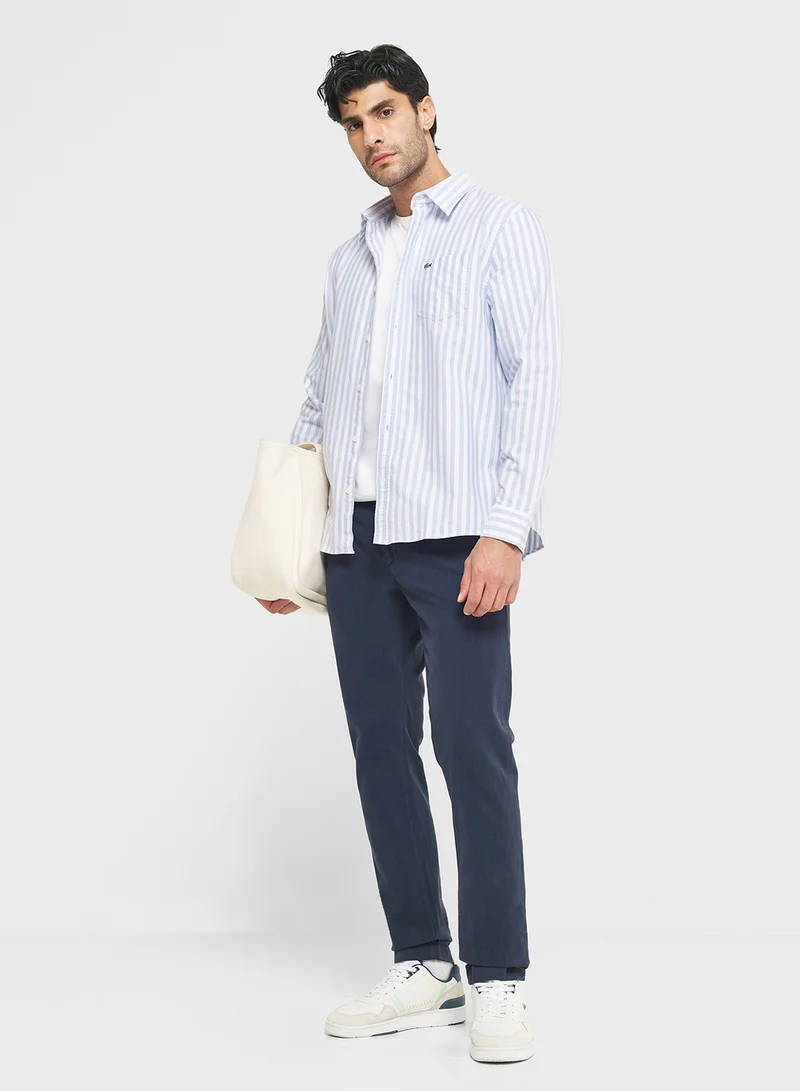 LACOSTE Regular Fit Striped Oxford Shirt