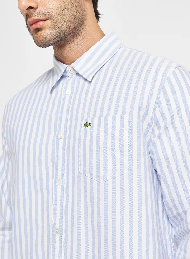 LACOSTE Regular Fit Striped Oxford Shirt