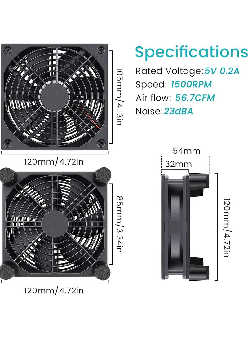 PC Fans 120mm 5V Cooling Fan 3-Degree Speed Switch Portable Home Office Fans Metal USB Powered Cooling Fan - Image 5