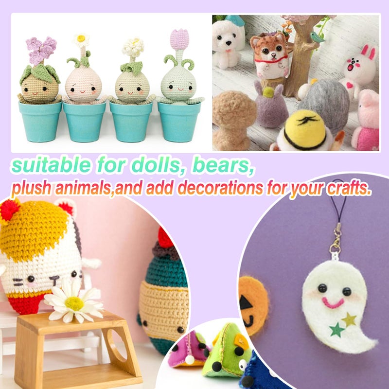 TOAOB THE ONE AND ONLY BABY TOAOB 480pcs Black Needle Felting Eyes 3mm 4mm 5mm 6mm Plastic Doll Eyes Without Washers Small Craft Eyes for Needle Felting Plush Animal Sewing Making - Image 2