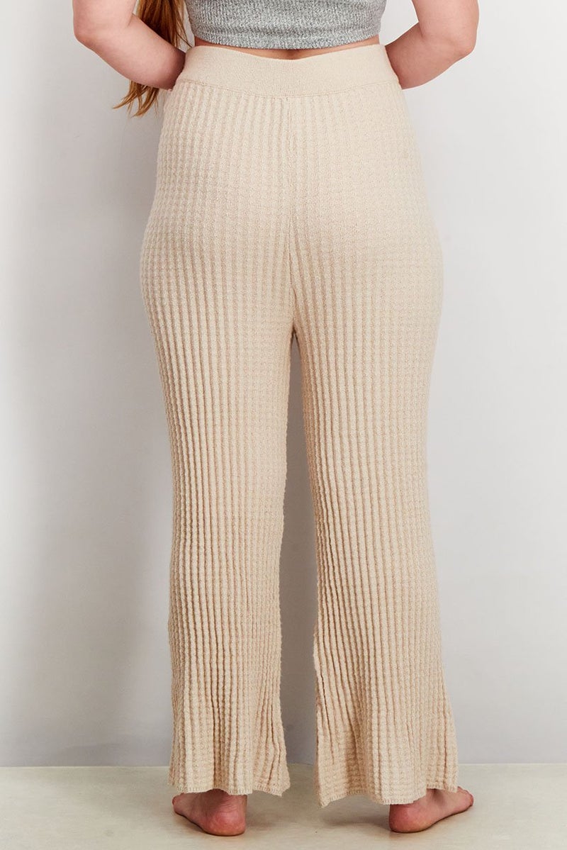 INC Women Wide Leg Knit Pull On Pants, Heather Oatmeal - Image 4