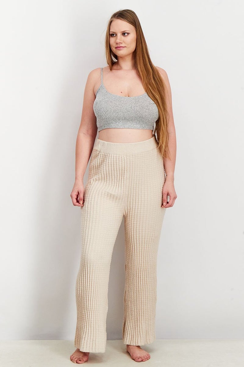 INC Women Wide Leg Knit Pull On Pants, Heather Oatmeal - Image 4