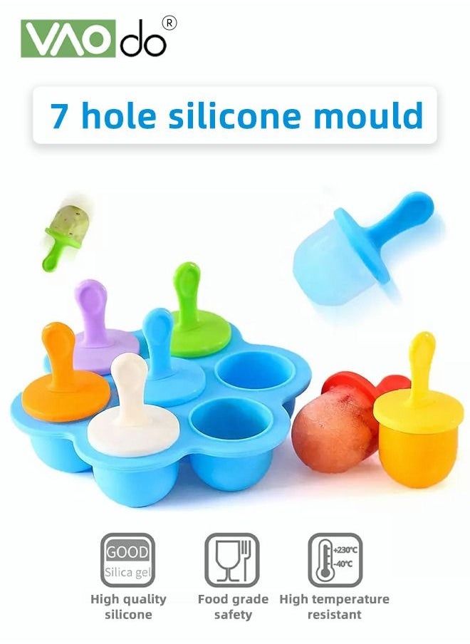 VAOdo - Silicone Popsicles Mold Food Grade Homemade Popsicle Mold Ice Cream Mold Ice Pop Mold Maker with 7 Popsicle Sticks - Image 1