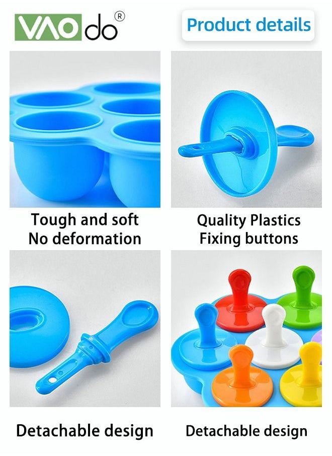 VAOdo - Silicone Popsicles Mold Food Grade Homemade Popsicle Mold Ice Cream Mold Ice Pop Mold Maker with 7 Popsicle Sticks - Image 1