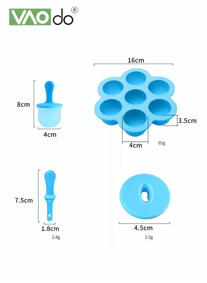 VAOdo - Silicone Popsicles Mold Food Grade Homemade Popsicle Mold Ice Cream Mold Ice Pop Mold Maker with 7 Popsicle Sticks - Image 1