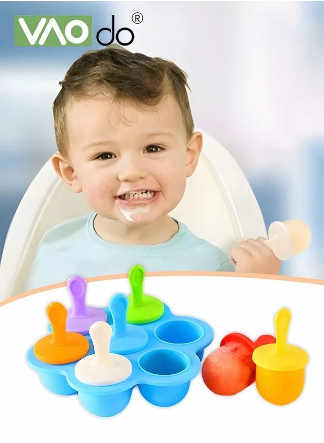 VAOdo - Silicone Popsicles Mold Food Grade Homemade Popsicle Mold Ice Cream Mold Ice Pop Mold Maker with 7 Popsicle Sticks - Image 1