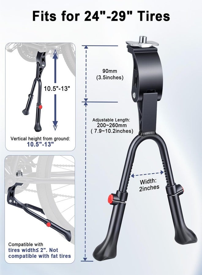 WSDCAM Bike Kickstand, Adjustable Double Legs Bicycle Kick Stands for 24”-29” Adult Bikes, Aluminum Alloy Kickstand Non-Slip Center Mount for Mountain, Road, Cargo Bike, Auxiliary Bicycle Repair Tool - Image 3
