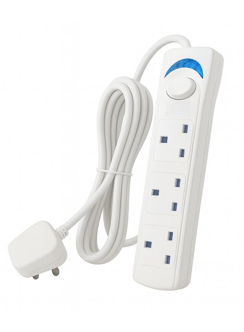 Powermax 3-Socket Extension Cord – 3 Meter Cable | 1700W Power Strip with Universal Plug Adapter | Safe & Durable Extension Board for Home, Office & Kitchen – White - Image 3