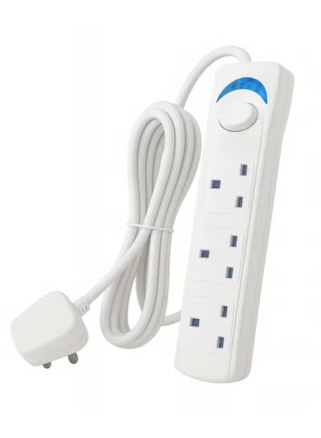 Powermax 3-Outlet Socket Extension Cord – 3 Meter Cable | 1700W Power Strip with Universal Plug Adapter | Safe & Durable Extension Board for Home, Office & Kitchen – White - Image 1