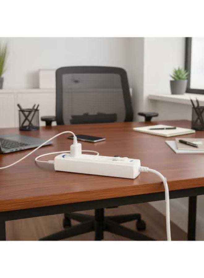 Powermax 3-Outlet Socket Extension Cord – 3 Meter Cable | 1700W Power Strip with Universal Plug Adapter | Safe & Durable Extension Board for Home, Office & Kitchen – White - Image 4