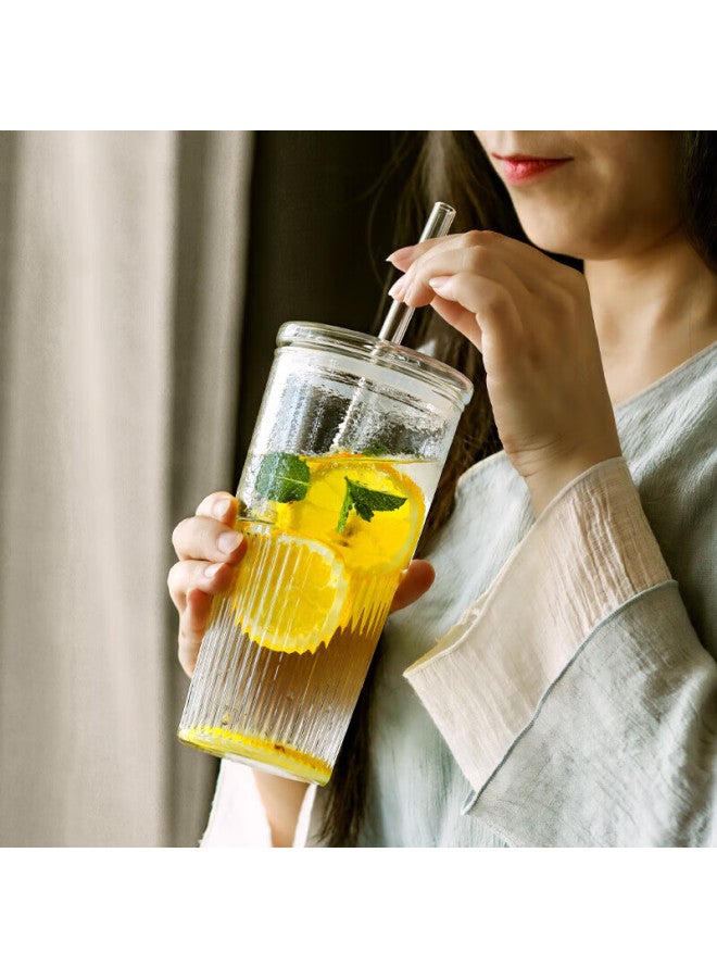 Weimingnuo Large Capacity Glass Cup With Lid And Straw, Coffee Mug, Glass Juice Cup, Office Water Bottle, Beverage Cup, Tea Cup - Image 5
