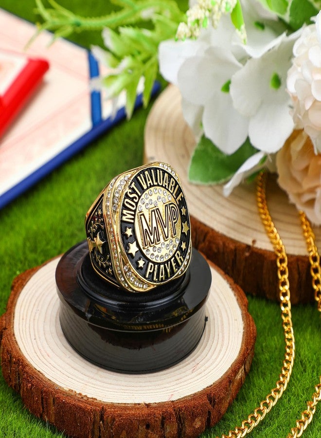 Highergo 1 PC Champion MVP Rings Baseball Soccer Basketball Volleyball Football Softball Trophy Ring with Display Stand and Neck Chain Size 11 for Winner Tournament Award Gift(MVP) - Image 4