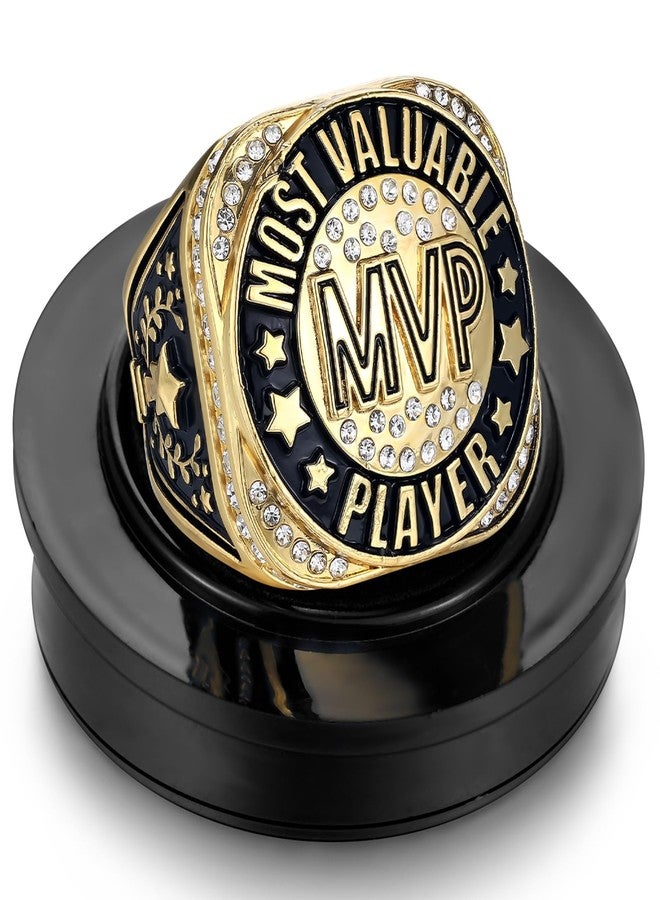 Highergo 1 PC Champion MVP Rings Baseball Soccer Basketball Volleyball Football Softball Trophy Ring with Display Stand and Neck Chain Size 11 for Winner Tournament Award Gift(MVP) - Image 1