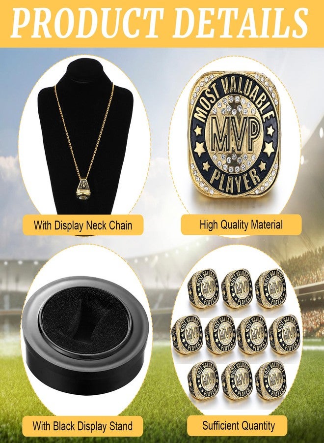 Highergo 1 PC Champion MVP Rings Baseball Soccer Basketball Volleyball Football Softball Trophy Ring with Display Stand and Neck Chain Size 11 for Winner Tournament Award Gift(MVP) - Image 3