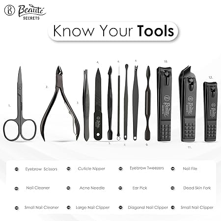 SHAPAT Pedicure and Manicure Kit Nail Tool Kit for WomenManicure Pedicure Set Nail Clipper Grooming Kit 12 In 1 Professional Manicure Pedicure Kit Multi Color - Image 3