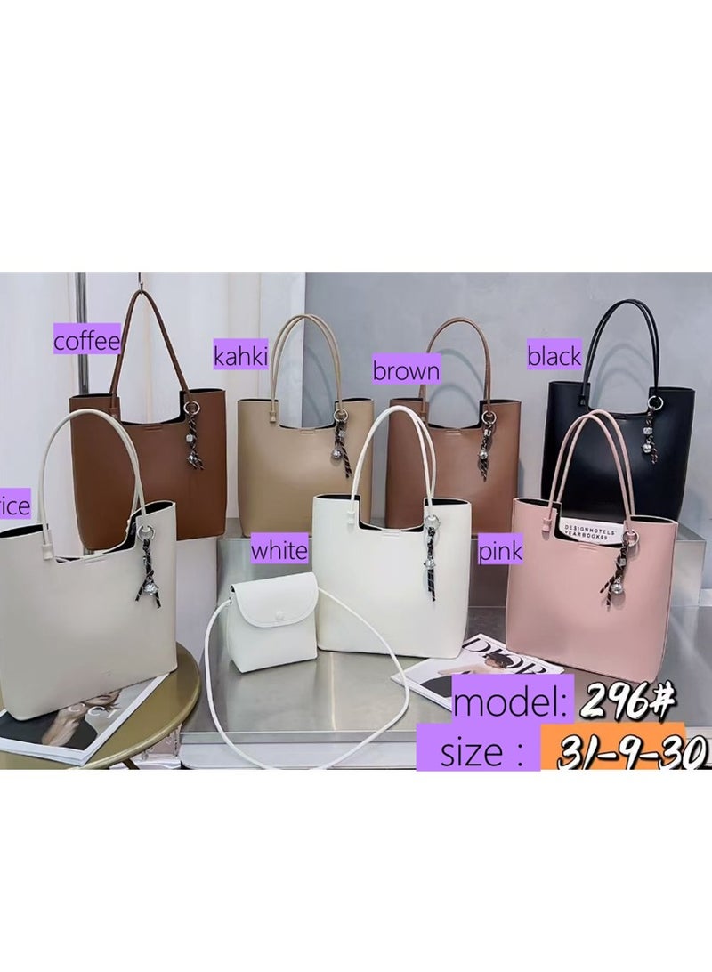 2in1 Women Tote Handbag, Ladies Fashion Shoulder Bag with Large Capacity, Soft Vegan Leather Shoulder Bag Crossbody Bag Handbag and Mini Clutch Purse with Adjustable Strap for Girls (296# Black)  - Image 3