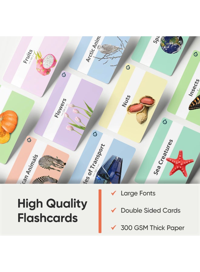 Curious Cub بطاقات فلاش لتعزيز الدماغ للأطفال والرضع بطاقات فلاش للأطفال من 6 أشهر إلى 3 سنوات مجموعة من 180 بطاقة فلاش كبيرة جدًا للتحفيز البصري وتطوير الدماغ المبكر - Image 4