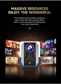 JAJEEK Smart Projector 4K Support Ultra HD, Native 1080P Resolution, Portable Wi-Fi 2.4G/5G + Bluetooth, Auto Keystone Correction, 200" Display, 2GB RAM 64GB ROM, Home & Outdoor Theater, HDMI/USB/iOS/TV Stick Compatible + Remote & 180° Flip Stand  - Image 4
