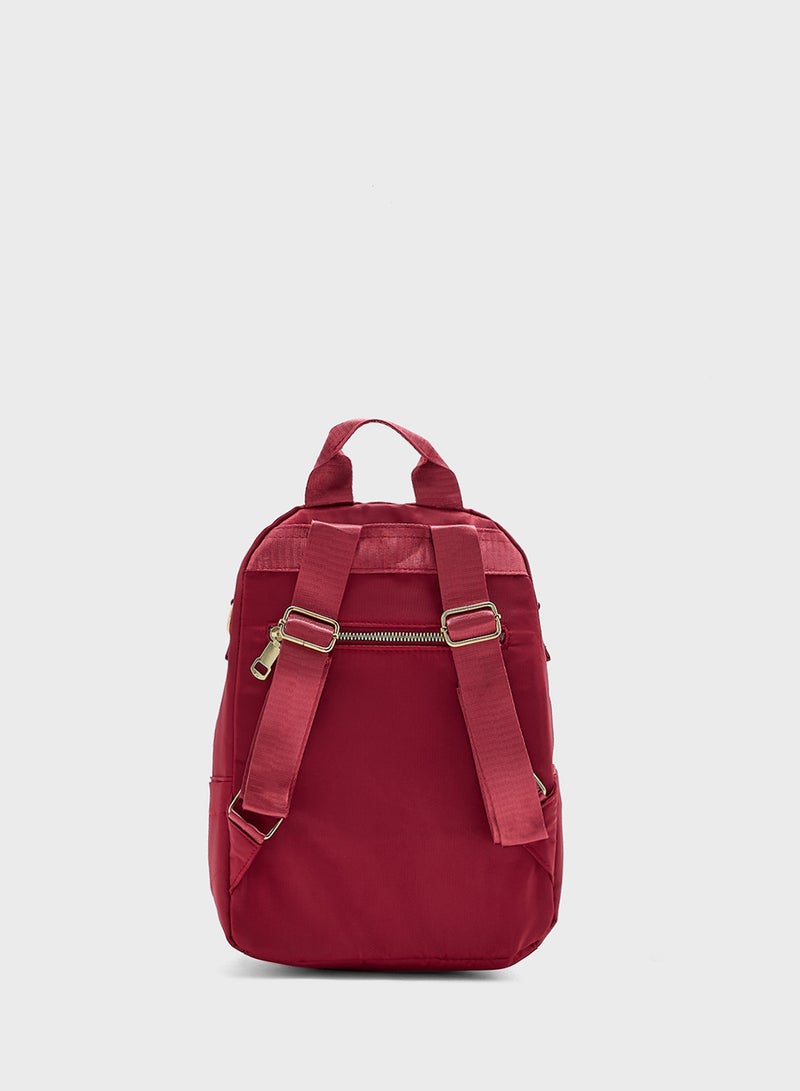 Ginger Metal Zip Detail Multi Pocket Backpack  - Image 2