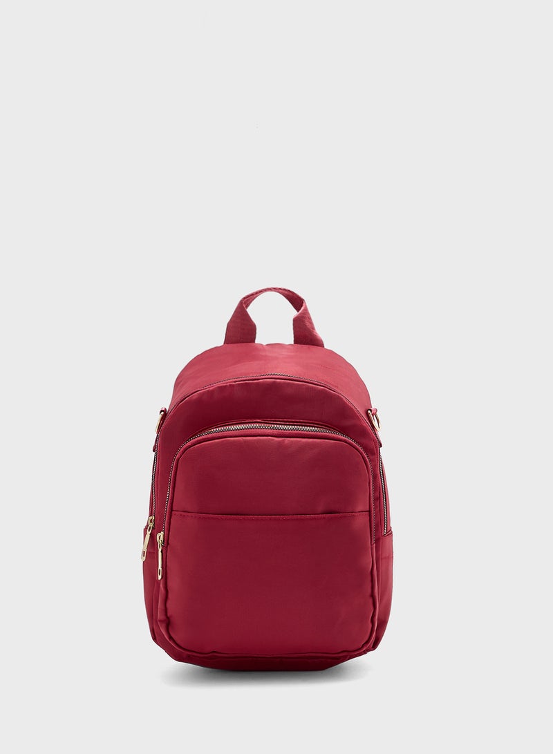 Ginger Metal Zip Detail Multi Pocket Backpack  - Image 1