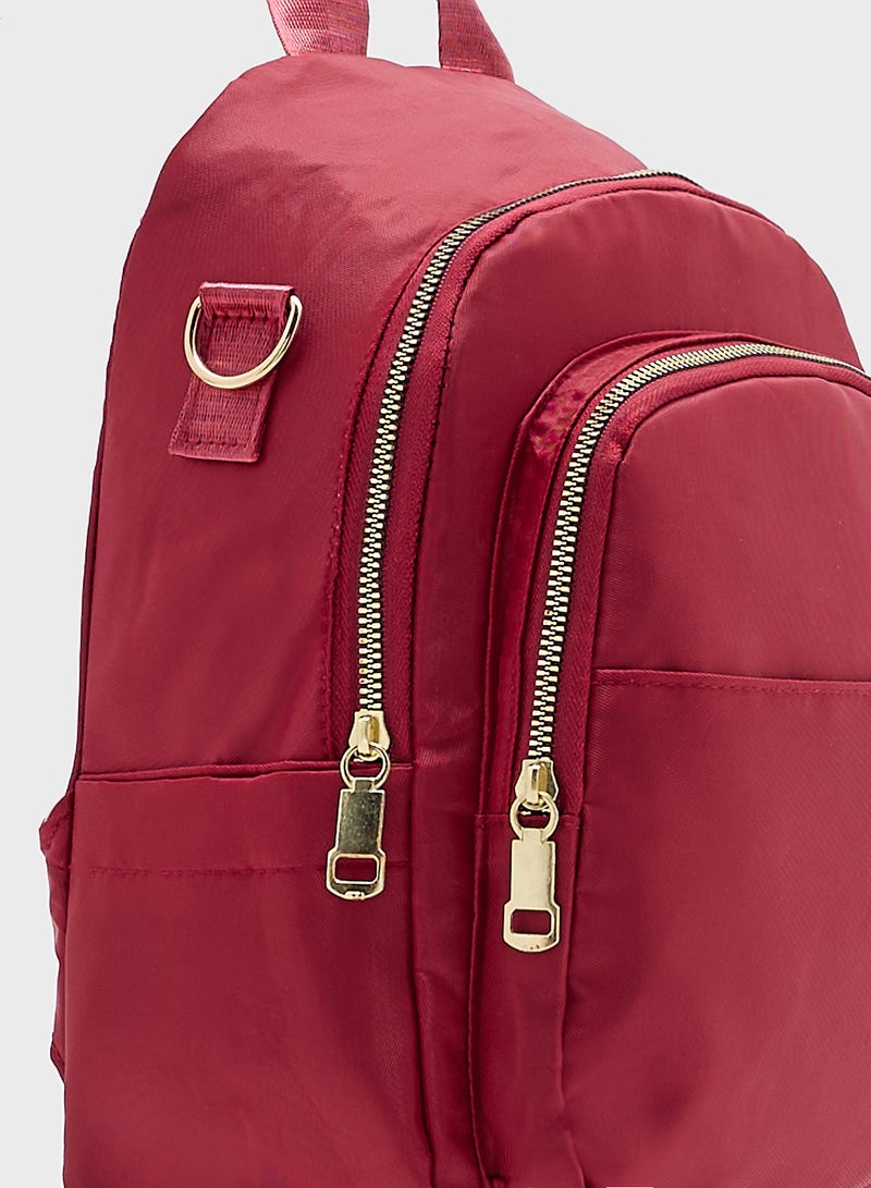 Ginger Metal Zip Detail Multi Pocket Backpack  - Image 4