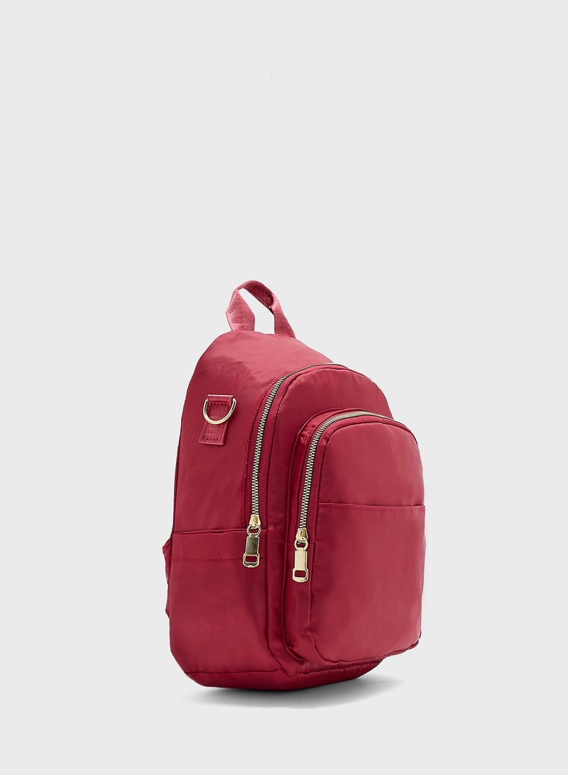 Ginger Metal Zip Detail Multi Pocket Backpack  - Image 3