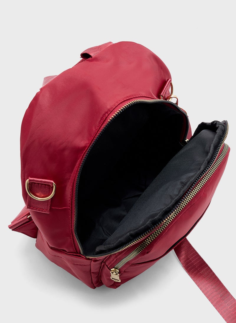 Ginger Metal Zip Detail Multi Pocket Backpack  - Image 5