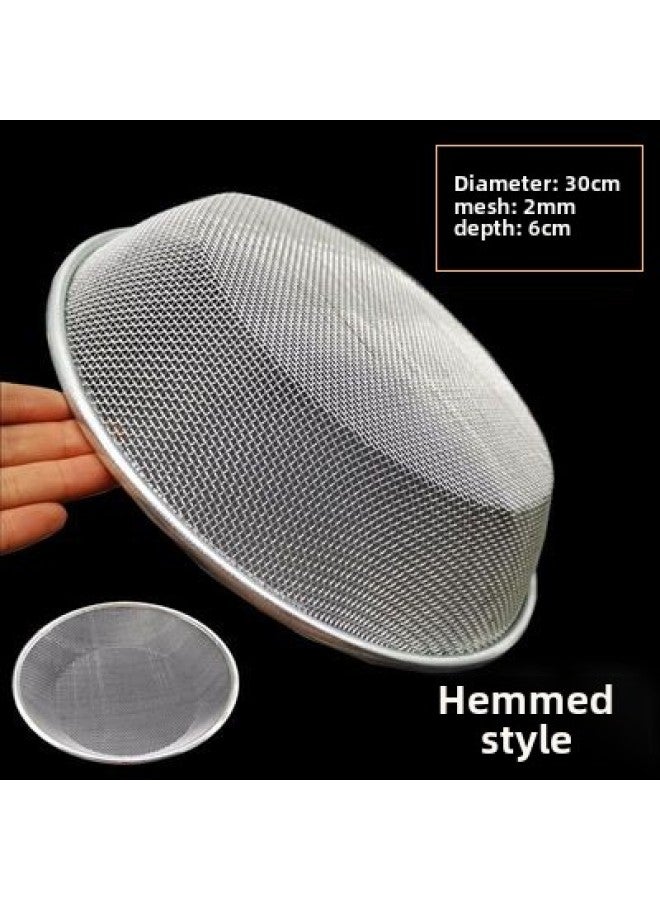 Sieve Round Sand Gravel Filter Sieve Chestnut Sieve Thick Wire Sieve Steel Wire Sieve Gardening Sieve Sieve Soil Horse Small-Specifications:Hemming Model 30cm Hole 2mm Depth 6- 7cm★ - Image 1