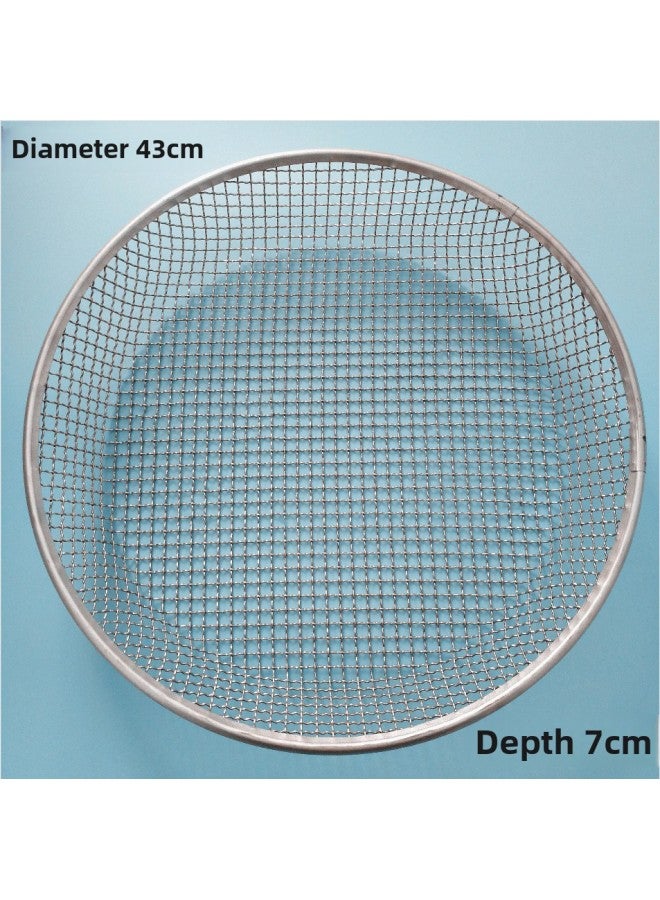 Sieve Round Sand Gravel Filter Sieve Chestnut Sieve Thick Wire Sieve Steel Wire Sieve Gardening Sieve Sieve Soil Horse Small-Specifications:Hemming Model 30cm Hole 2mm Depth 6- 7cm★ - Image 3