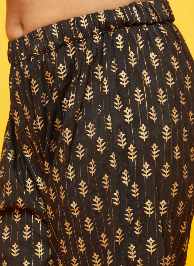 AKS Ethnic Motifs Printed Green Kurta with Sharara for Girls
